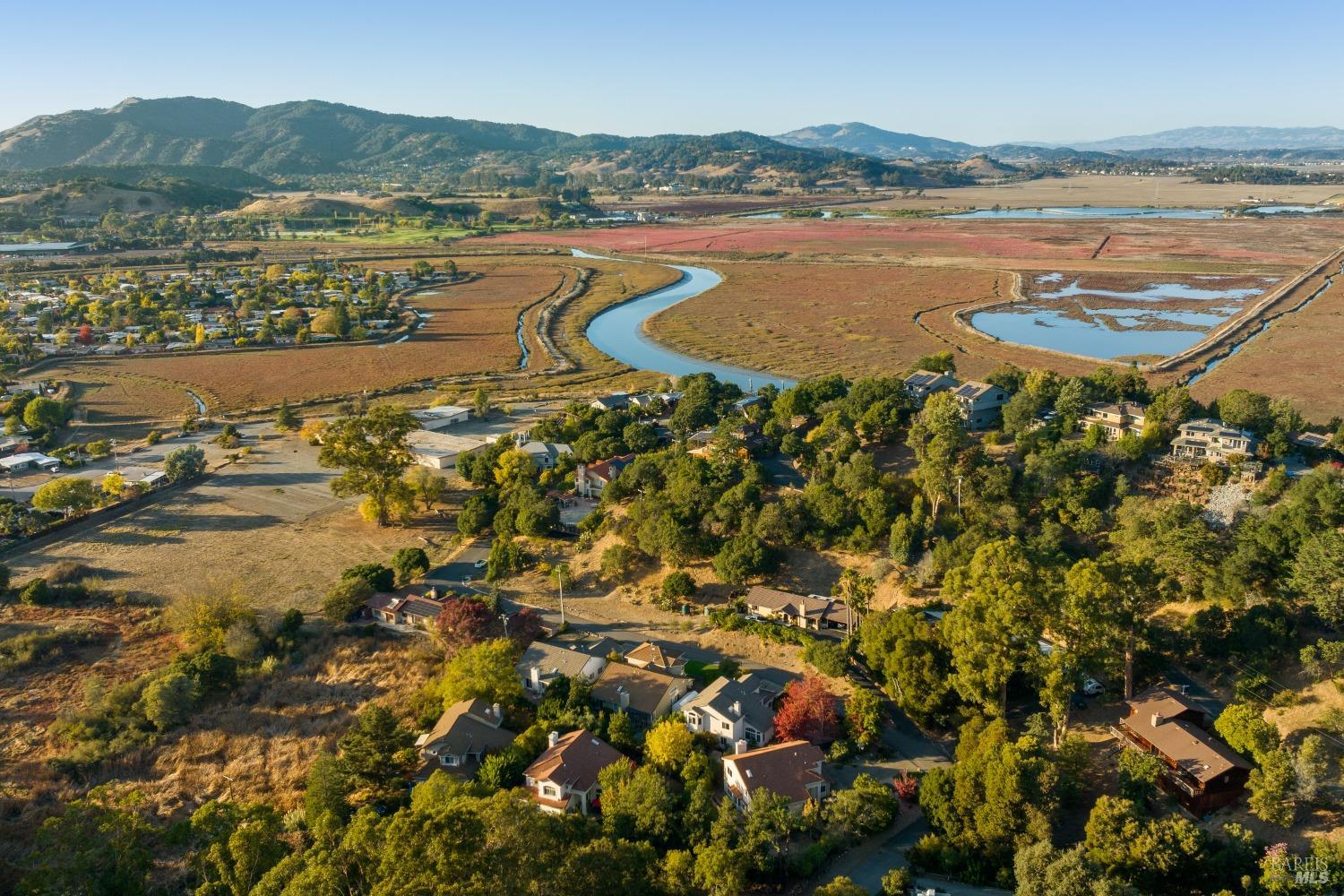 a view of a lake with a mountain