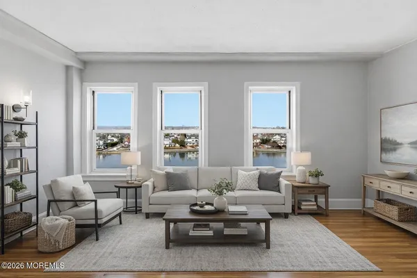 a living room with furniture and a couch