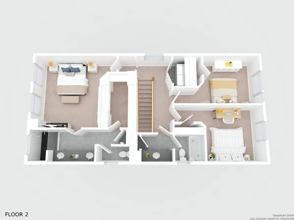 a picture of a living room with a baby crib