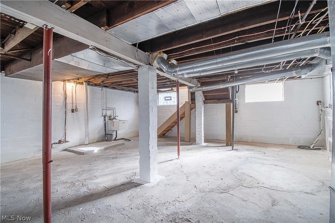 2306 10th Street Northwest Canton, OH 44708 - Photo 23 of 23 The unfinished basement has glass block windows, a utility sink, and many possibilities.
