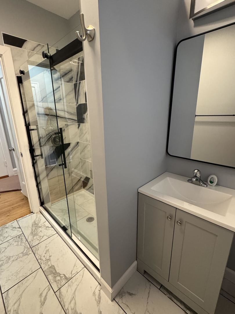 6231 North Francisco Avenue, Unit 2S Chicago, IL 60659 - Photo 17 of 24 a bathroom with a sink and mirror with bathtub