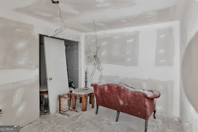 a workspace with furniture and window