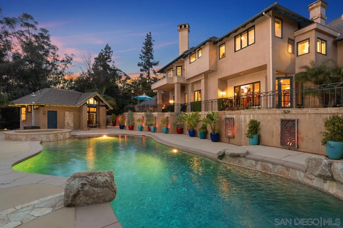 6281 Avenida Loma De Oro Rancho Santa Fe, CA 92067 - Photo 1 of 40 a view of a house with swimming pool lawn chairs and a yard