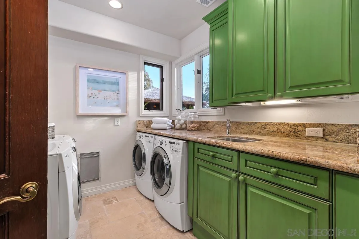 6281 Avenida Loma De Oro Rancho Santa Fe, CA 92067 - Photo 33 of 40 a utility room with a sink a washer and dryer