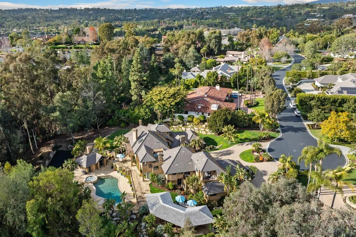 6281 Avenida Loma De Oro Rancho Santa Fe, CA 92067 - Photo 38 of 40 an aerial view of residential house with outdoor space and trees