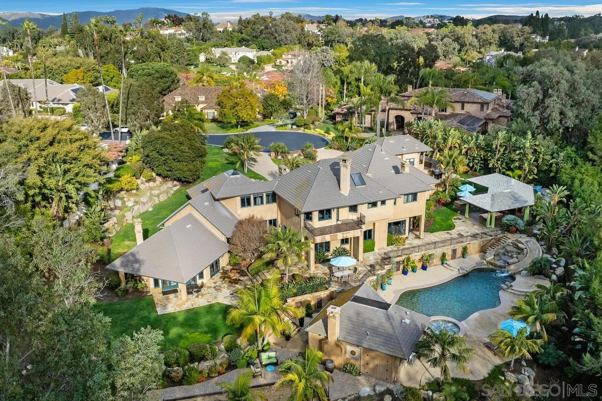 6281 Avenida Loma De Oro Rancho Santa Fe, CA 92067 - Photo 40 of 40 an aerial view of a house with a garden