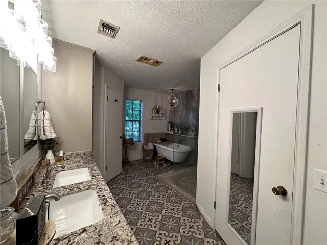 a hallway with a couch