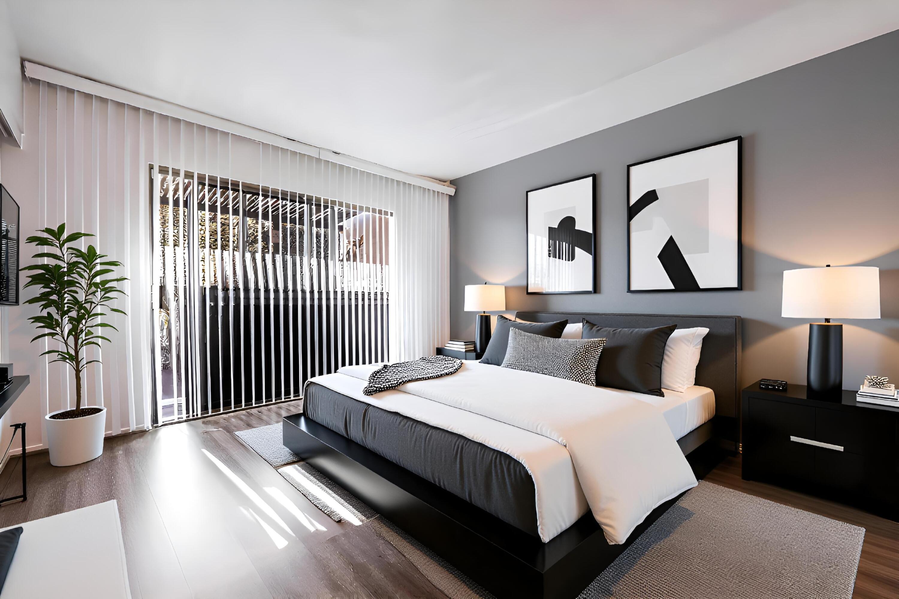 45760 Ocotillo Drive Palm Desert, CA 92260 - Photo 13 of 29 a bedroom with a bed and a potted plant