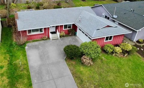 an aerial view of a house