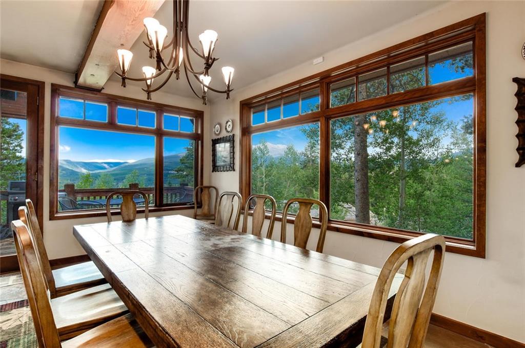 1050 4 O Clock Road Breckenridge, CO 80424 - Photo 14 of 35 a dining room with furniture large windows and wooden floor