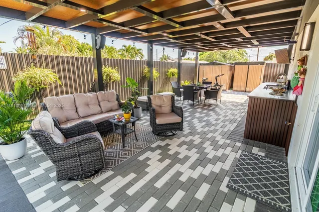 a outdoor living space with furniture