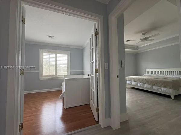 a view of a bedroom from window