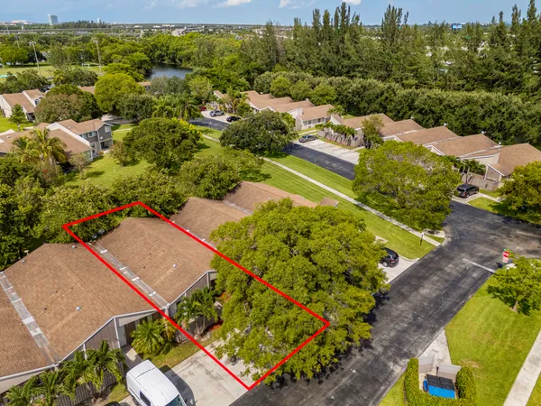 an aerial view of a house