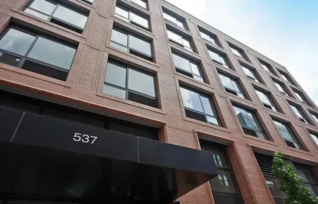 a front view of a building