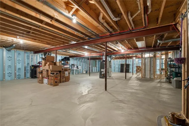 a view of a storage room with gym equipment