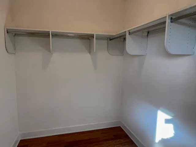 a view of a room with racks on the wall