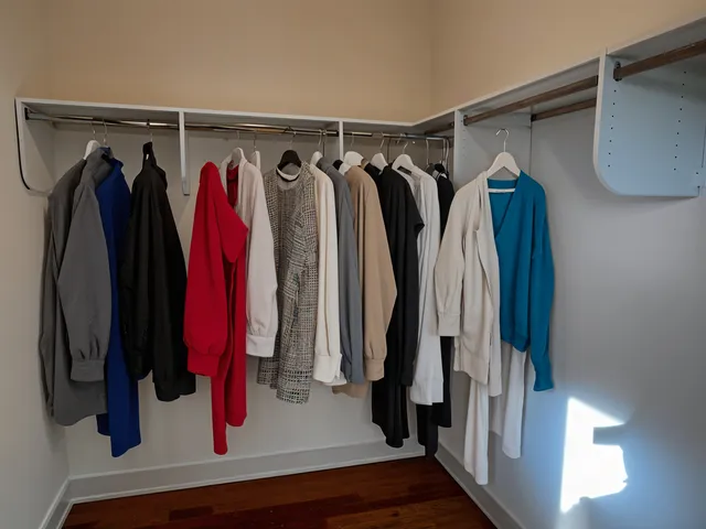 a view of walk in closet with clothes