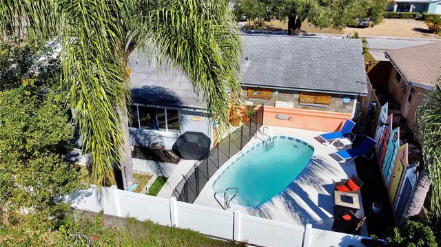 an outdoor view with patio