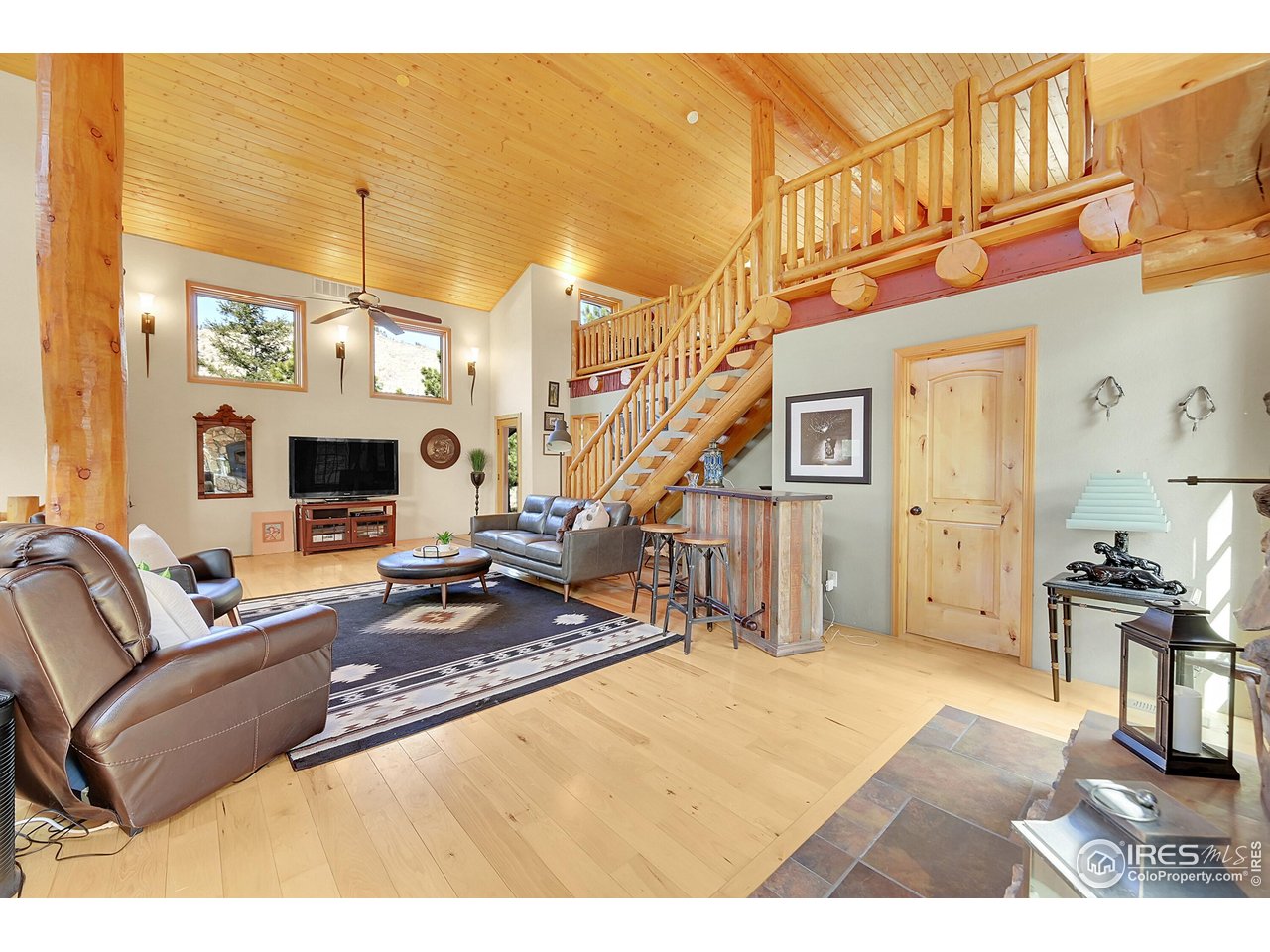 1319 County Road 83 Boulder, CO 80302 - Photo 13 of 30 a living room with furniture a flat screen tv and a fireplace