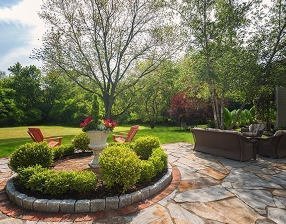 7 Brent Road Lexington, MA 02420 - Photo 14 of 14 a view of a garden with plants and large trees