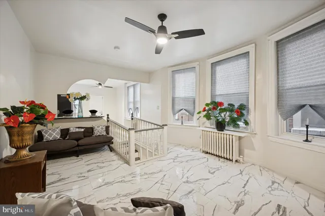 a living room with furniture