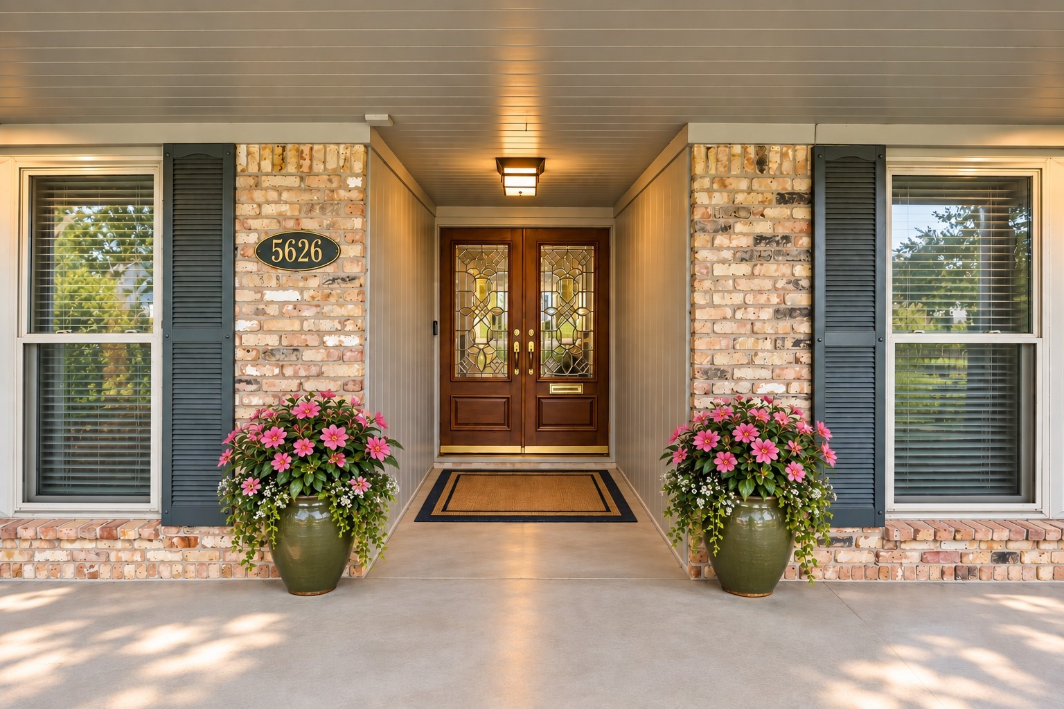 5626 Hummingbird Street Houston, TX 77096 - Photo 3 of 34 VIRTUALLY STAGED. The beautiful leaded glass inset mahogany double doors really create a grand entrance and a classic look.