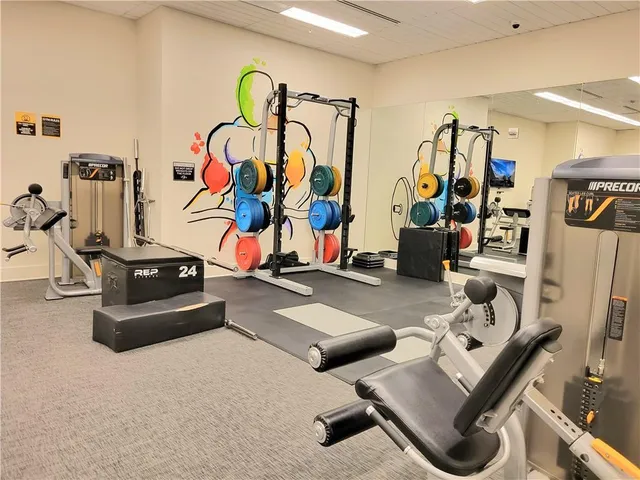 a view of a room with gym equipment