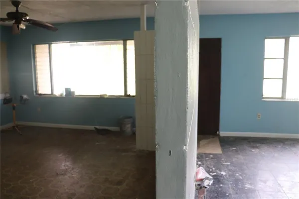 an empty room with a window