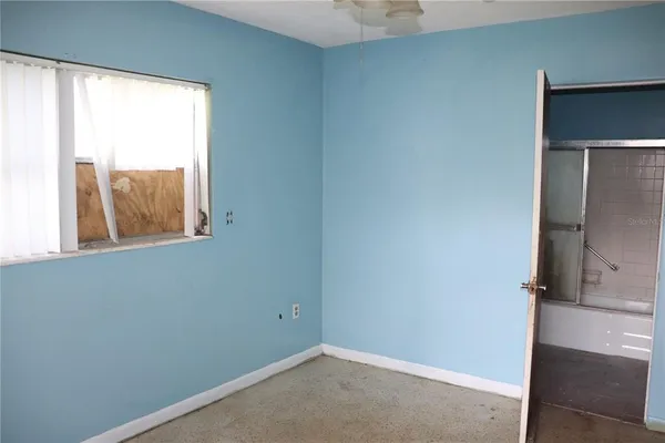 an empty room with a window