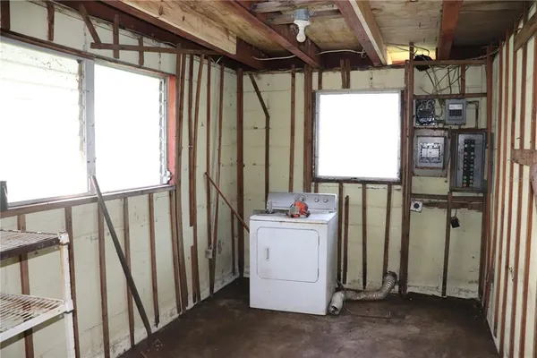 a view of a storage and utility room
