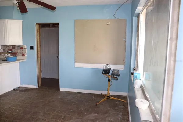 a view of a hallway with closet