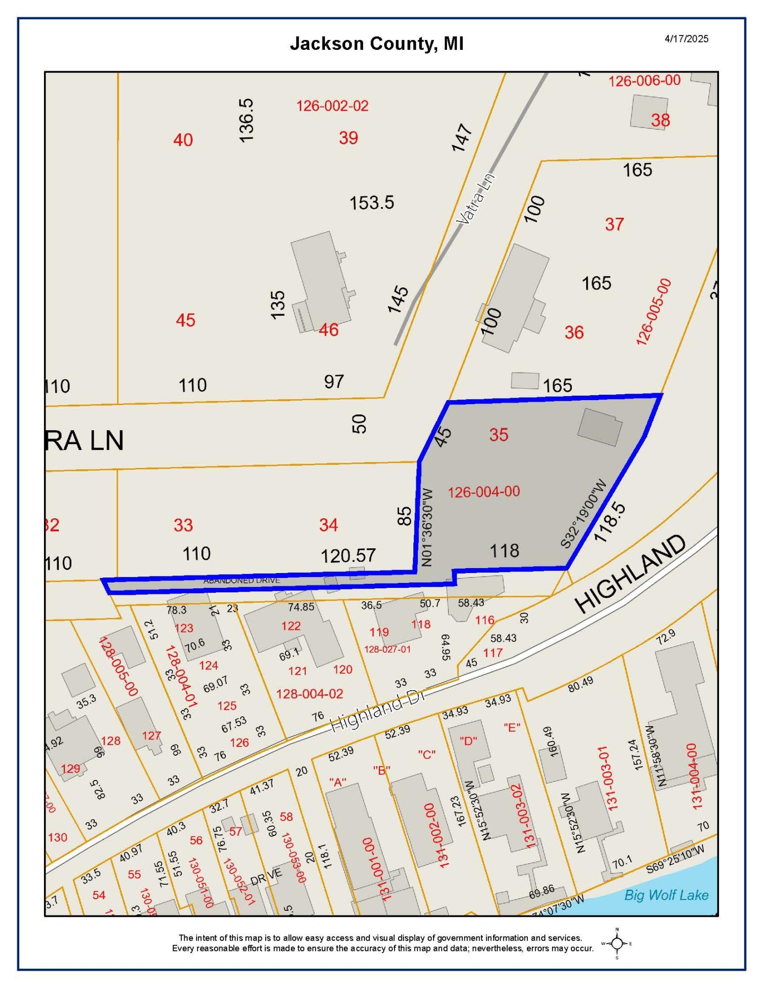 0 Burkhart Road Jackson, MI 49201 - Photo 10 of 10 Parcel Map for 000-15-19-126-004-00 Jack