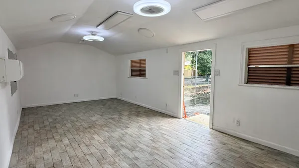a view of a outdoor space with a patio