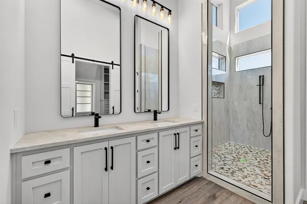 a bathroom with a shower