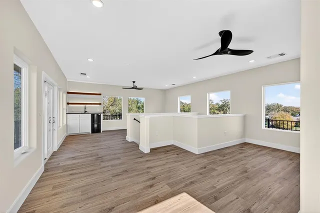 a view of a terrace with lake view