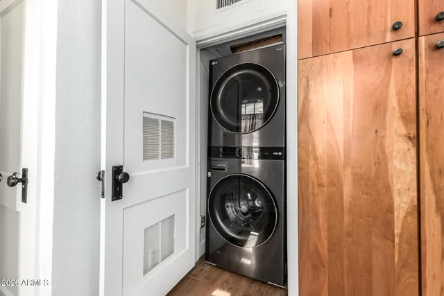 a utility room with dryer and washer