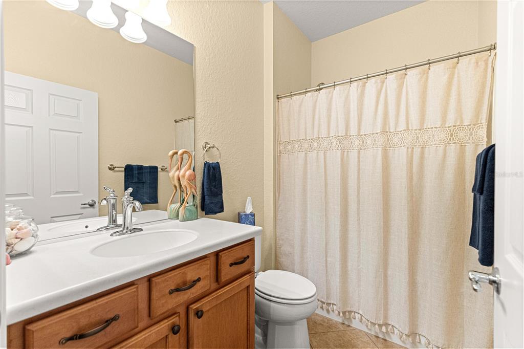 9566 Southwest 70th Loop Ocala, FL 34481 - Photo 27 of 53 a bathroom with a sink a toilet and shower curtain