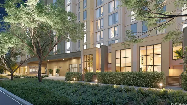 a view of a building with a yard