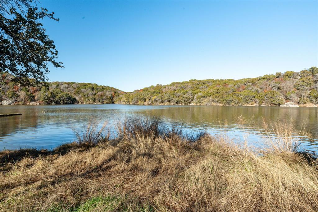 a view of a lake with a mountain in the background