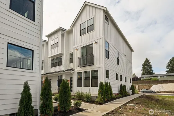 a view of a large white building
