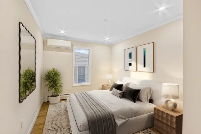 a view of an empty room with glass door