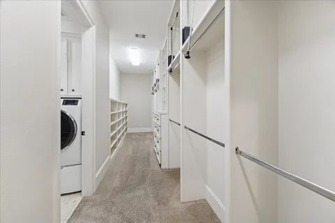 a view of small space with racks on the wall