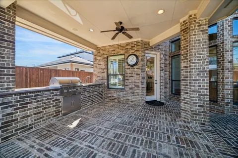 a view of a building with a patio