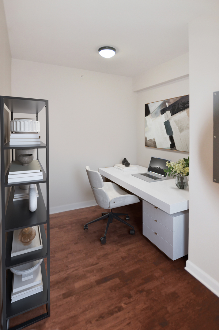 1235 South Prairie Avenue, Unit 3206 Chicago, IL 60605 - Photo 15 of 46 a workspace with wooden floor
