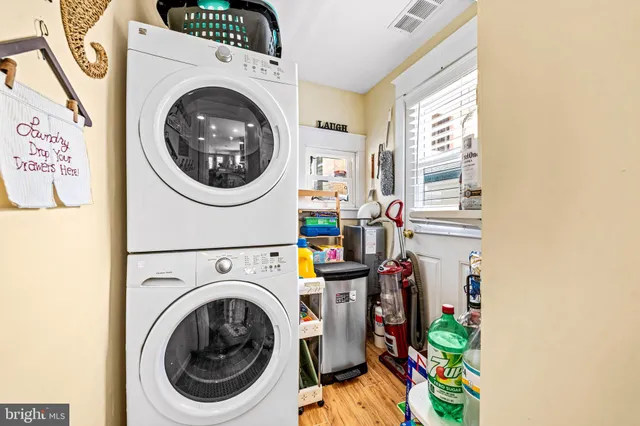 a utility room with dryer and washer