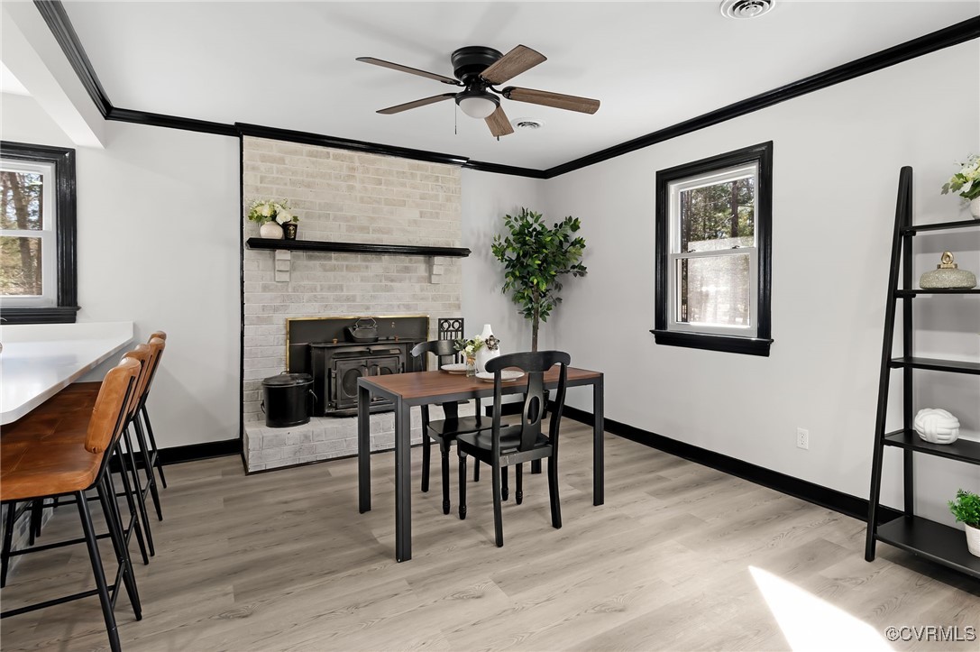 102 Riva Ridge Circle Sandston, VA 23150 - Photo 5 of 23 Dining area featuring baseboards, a ceiling fan, l