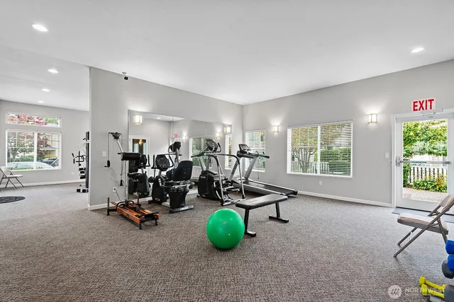 a view of a room with gym equipment