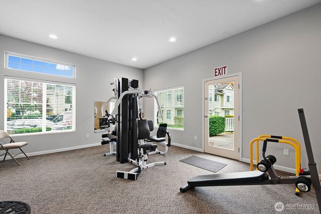a view of a room with gym equipment