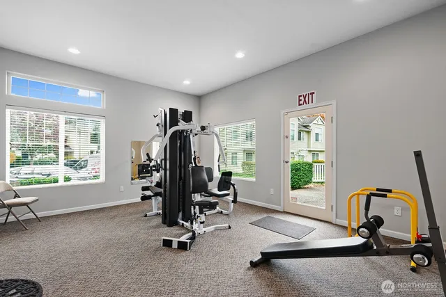 a view of a room with gym equipment