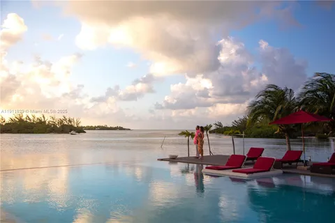 a view of a patio with dining table and chairs with wooden floor